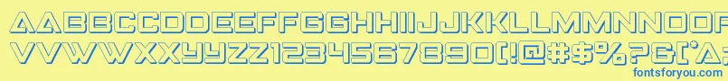 フォントStrikefighter3D – 青い文字が黄色の背景にあります。