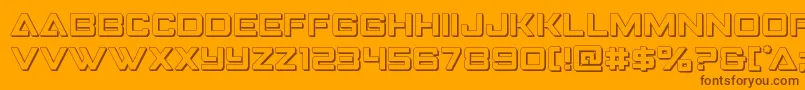 Strikefighter3D-Schriftart – Braune Schriften auf orangefarbenem Hintergrund