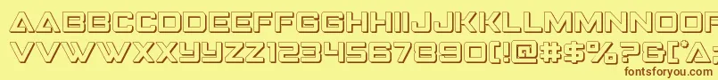 フォントStrikefighter3D – 茶色の文字が黄色の背景にあります。