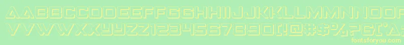 Strikefighter3D-Schriftart – Gelbe Schriften auf grünem Hintergrund