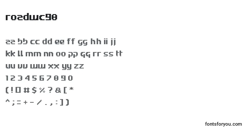 A fonte Roadwc98 (90607) – alfabeto, números, caracteres especiais