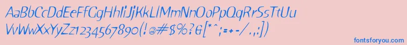 フォントSniffItalic – ピンクの背景に青い文字