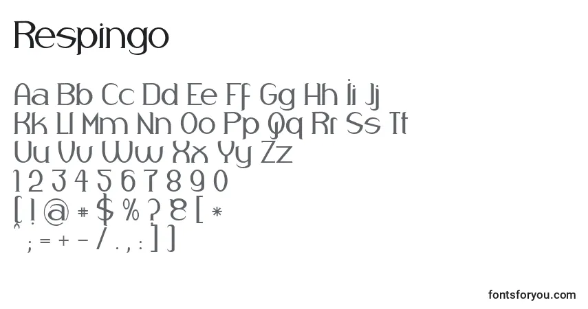 Fuente Respingo (90609) - alfabeto, números, caracteres especiales