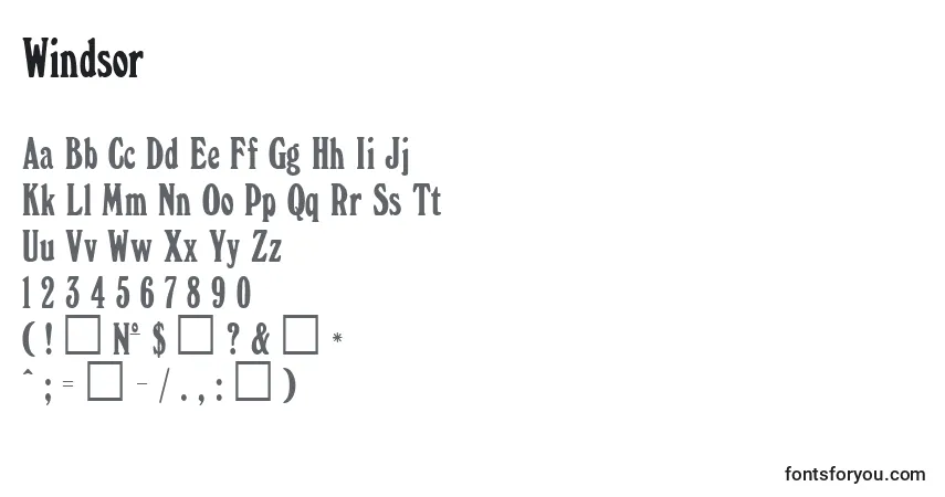 Schriftart Windsor (90610) – Alphabet, Zahlen, spezielle Symbole