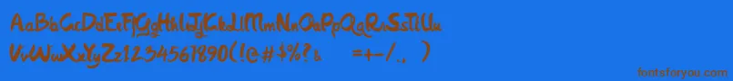 フォントQuish – 茶色の文字が青い背景にあります。