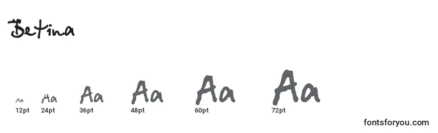 Размеры шрифта Betina