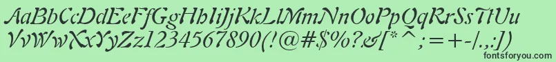 Freeform721ItalicBt-fontti – mustat fontit vihreällä taustalla