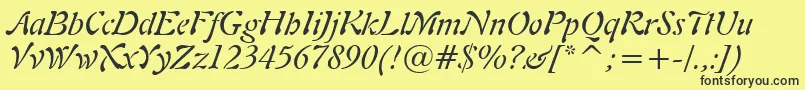 フォントFreeform721ItalicBt – 黒い文字の黄色い背景
