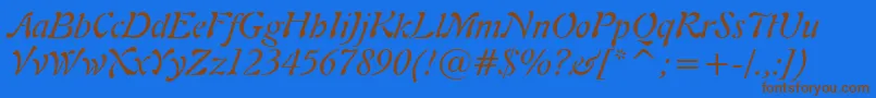 Шрифт Freeform721ItalicBt – коричневые шрифты на синем фоне