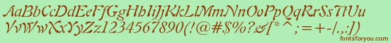 Freeform721ItalicBt Font – Brown Fonts on Green Background