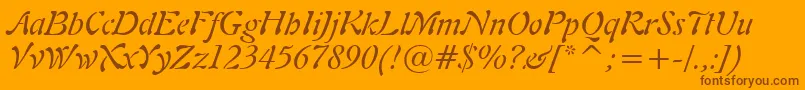 Freeform721ItalicBt-Schriftart – Braune Schriften auf orangefarbenem Hintergrund