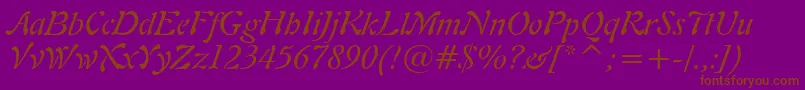 Freeform721ItalicBt-fontti – ruskeat fontit violetilla taustalla