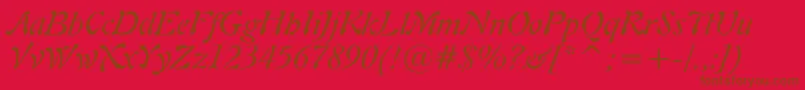 フォントFreeform721ItalicBt – 赤い背景に茶色の文字