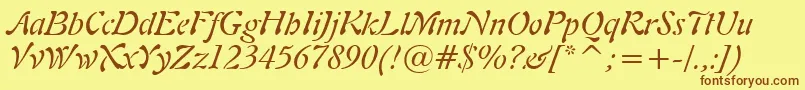 Freeform721ItalicBt-Schriftart – Braune Schriften auf gelbem Hintergrund