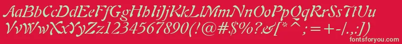 Freeform721ItalicBt Font – Green Fonts on Red Background