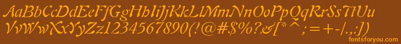 Freeform721ItalicBt Font – Orange Fonts on Brown Background