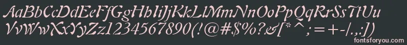 Freeform721ItalicBt-fontti – vaaleanpunaiset fontit mustalla taustalla