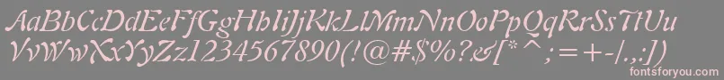フォントFreeform721ItalicBt – 灰色の背景にピンクのフォント