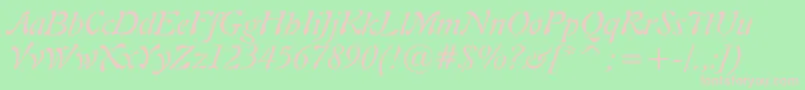 フォントFreeform721ItalicBt – 緑の背景にピンクのフォント