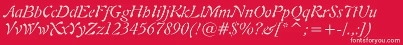 Freeform721ItalicBt-fontti – vaaleanpunaiset fontit punaisella taustalla