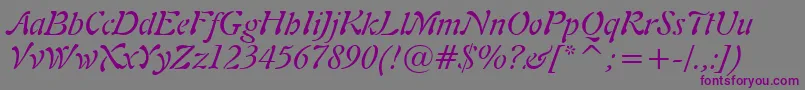 Freeform721ItalicBt-Schriftart – Violette Schriften auf grauem Hintergrund