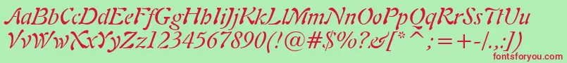フォントFreeform721ItalicBt – 赤い文字の緑の背景