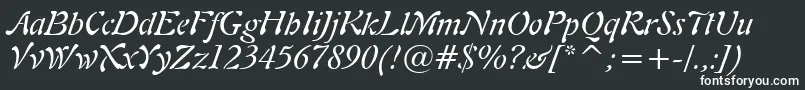 フォントFreeform721ItalicBt – 黒い背景に白い文字