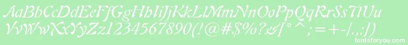 Freeform721ItalicBt-Schriftart – Weiße Schriften auf grünem Hintergrund