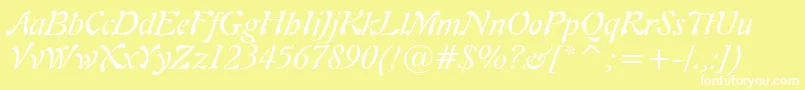 フォントFreeform721ItalicBt – 黄色い背景に白い文字