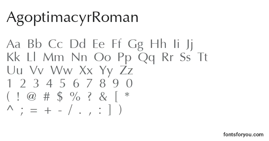 Schriftart AgoptimacyrRoman – Alphabet, Zahlen, spezielle Symbole