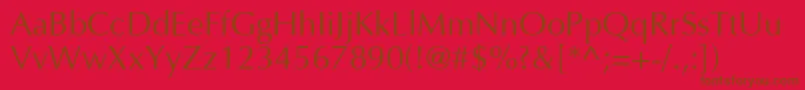AgoptimacyrRoman-Schriftart – Braune Schriften auf rotem Hintergrund