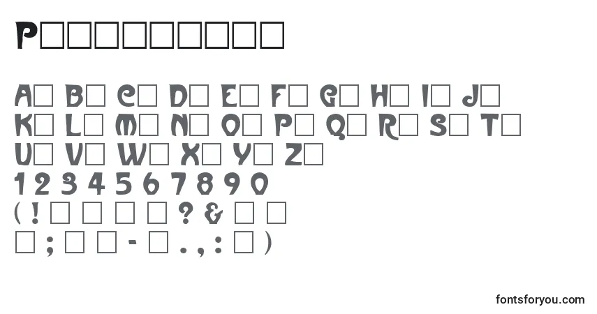 Czcionka Parismetro – alfabet, cyfry, specjalne znaki