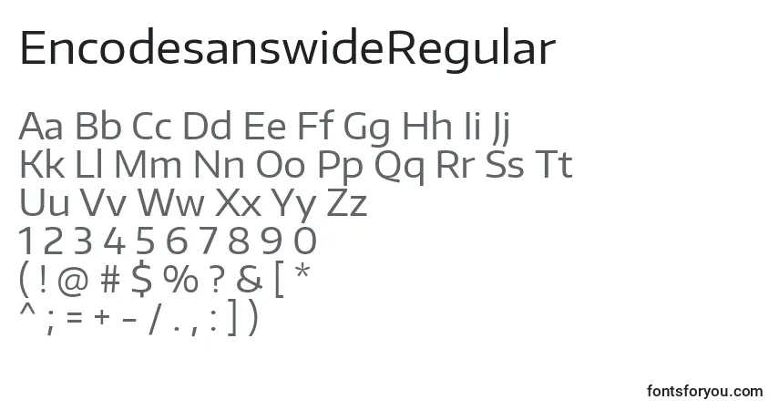 Шрифт EncodesanswideRegular – алфавит, цифры, специальные символы