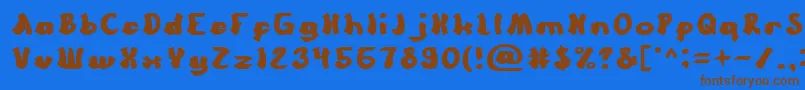 CartoonBold-Schriftart – Braune Schriften auf blauem Hintergrund