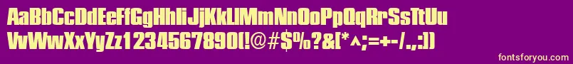 Czcionka PlakettefiveRegular – żółte czcionki na fioletowym tle