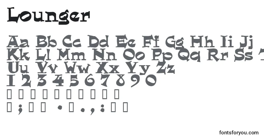 Schriftart Lounger – Alphabet, Zahlen, spezielle Symbole