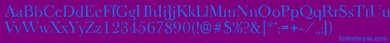 BaskeroldantiqueRegular-Schriftart – Blaue Schriften auf violettem Hintergrund