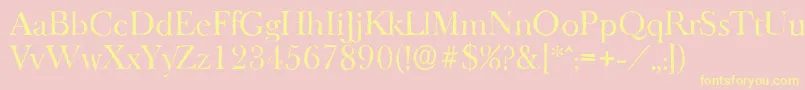 Weitere Informationen zur BaskeroldantiqueRegular-Schriftart BaskeroldantiqueRegular-Schriftart – Gelbe Schriften auf rosa Hintergrund
