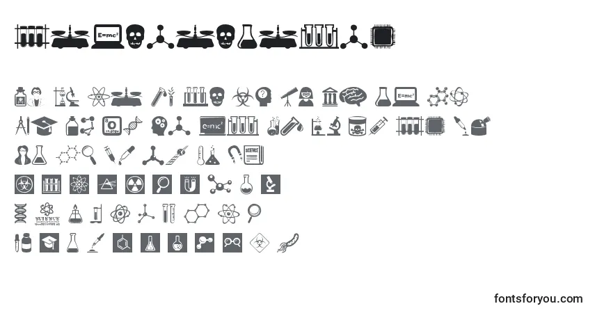 Czcionka ScienceIcons – alfabet, cyfry, specjalne znaki
