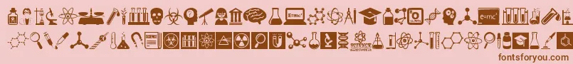 ScienceIcons-Schriftart – Braune Schriften auf rosa Hintergrund