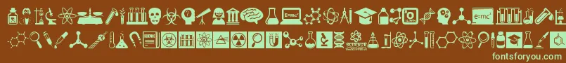 ScienceIcons-fontti – vihreät fontit ruskealla taustalla