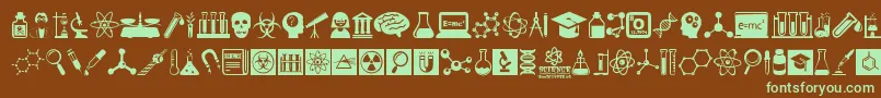 ScienceIcons-Schriftart – Grüne Schriften auf braunem Hintergrund