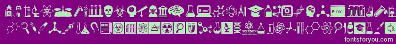 ScienceIcons Font – Green Fonts on Purple Background