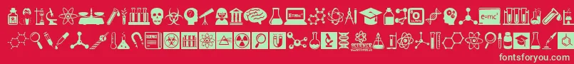 ScienceIcons Font – Green Fonts on Red Background