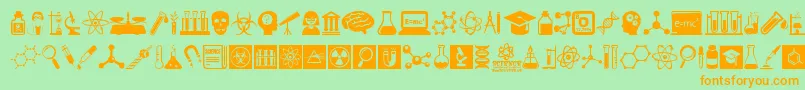 ScienceIcons Font – Orange Fonts on Green Background