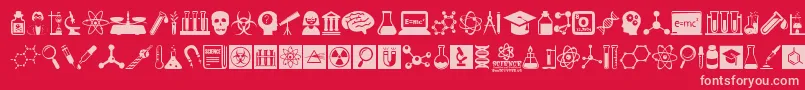 ScienceIcons Font – Pink Fonts on Red Background