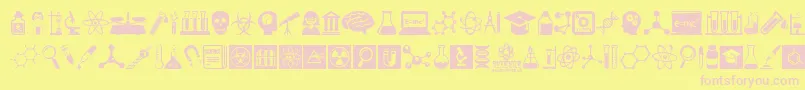 フォントScienceIcons – ピンクのフォント、黄色の背景