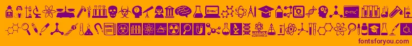 ScienceIcons-Schriftart – Violette Schriften auf orangefarbenem Hintergrund