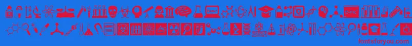 フォントScienceIcons – 赤い文字の青い背景