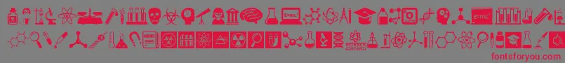 ScienceIcons Font – Red Fonts on Gray Background